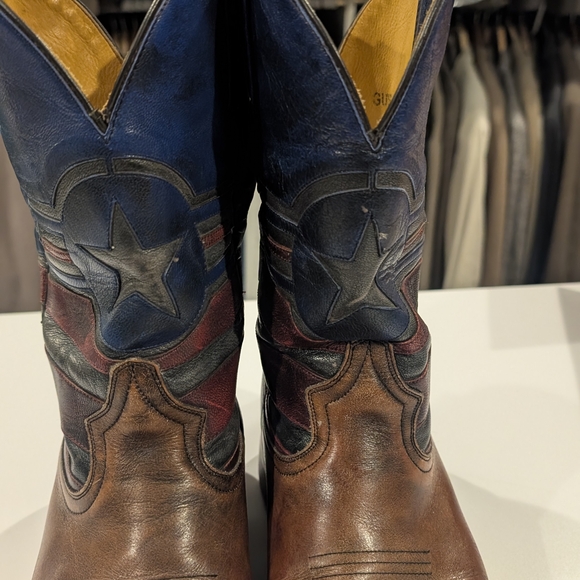 Tin Haul Justice American Brown Western Cowboy Boots Men's 9.5 Captain America - Picture 3 of 16
